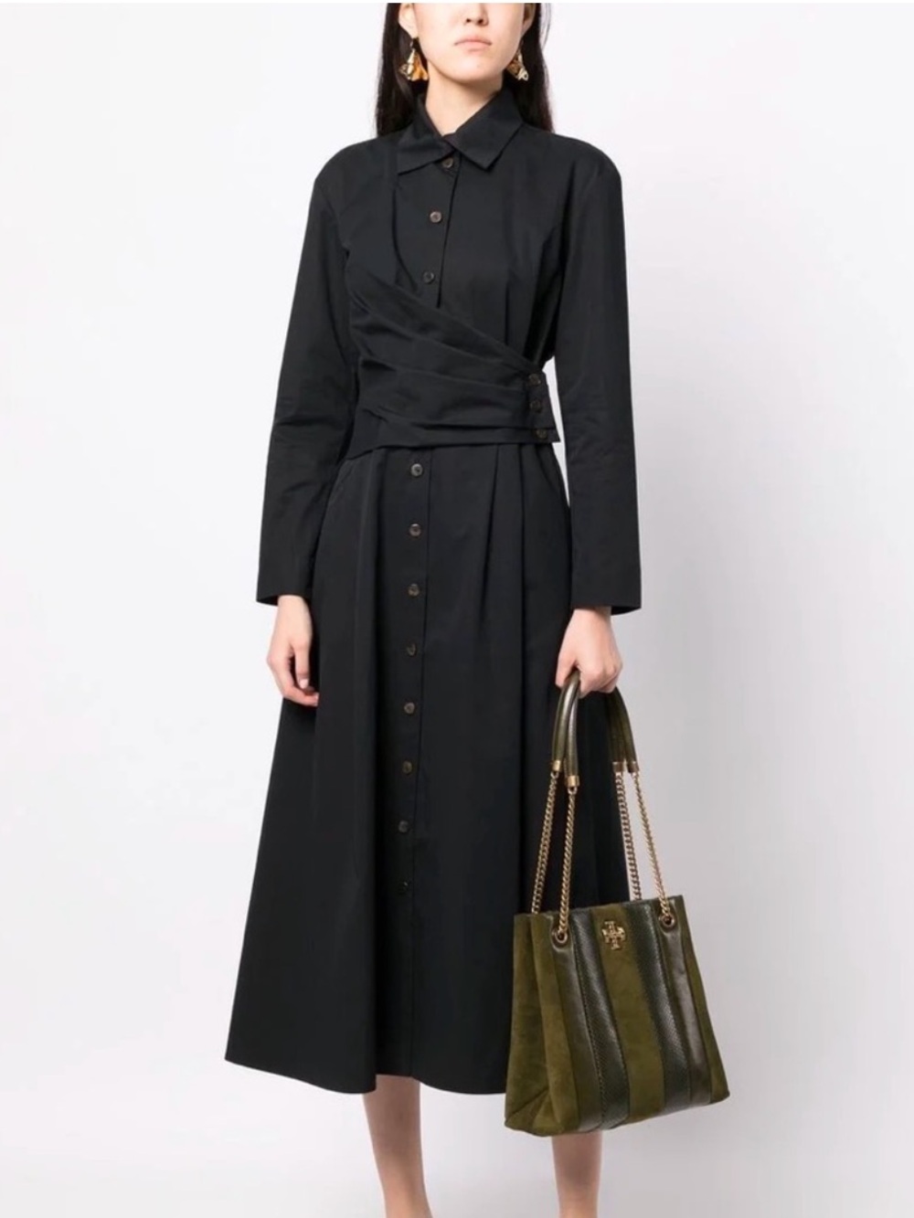 Tory Burch Poplin Midi Wrap Shirt Dress